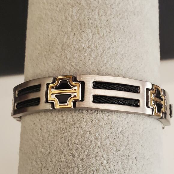 Sabona Men's Cross Bracelet‎ Stainless Steel Black Cable Magnetic Original Box - Picture 7 of 11